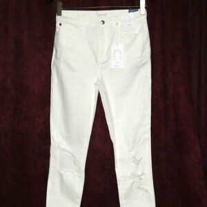 Nature Denim Off White Destroyed Hi Rise Skinny Jeans Junior size 11 NWT